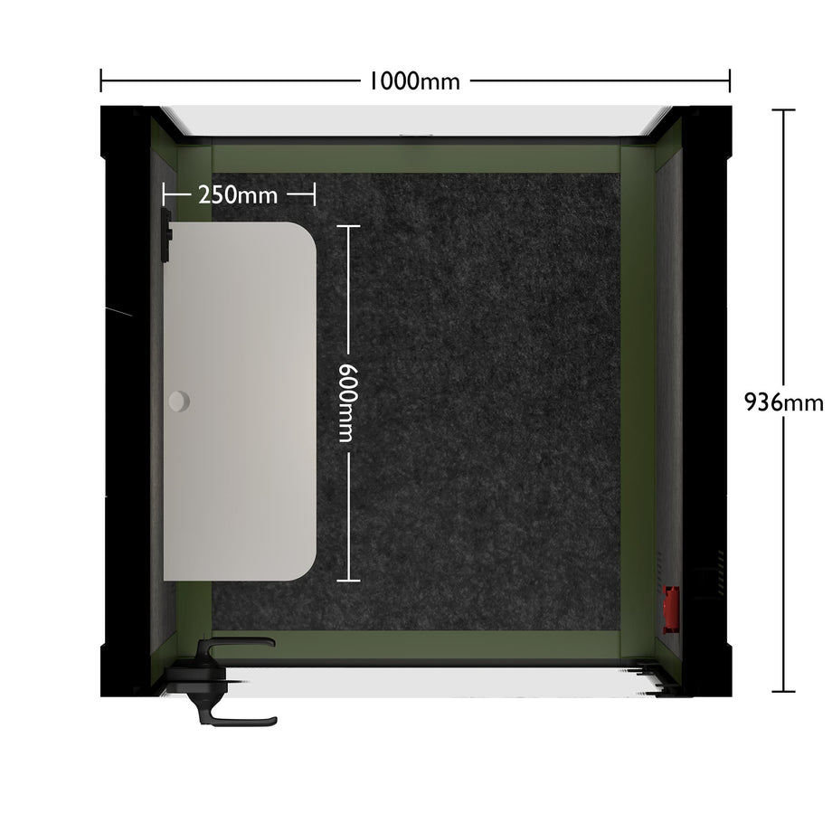 Oficina Pod Quell Acústico Green / No Furniture | Upgraded Device Shelf / Dark Grey