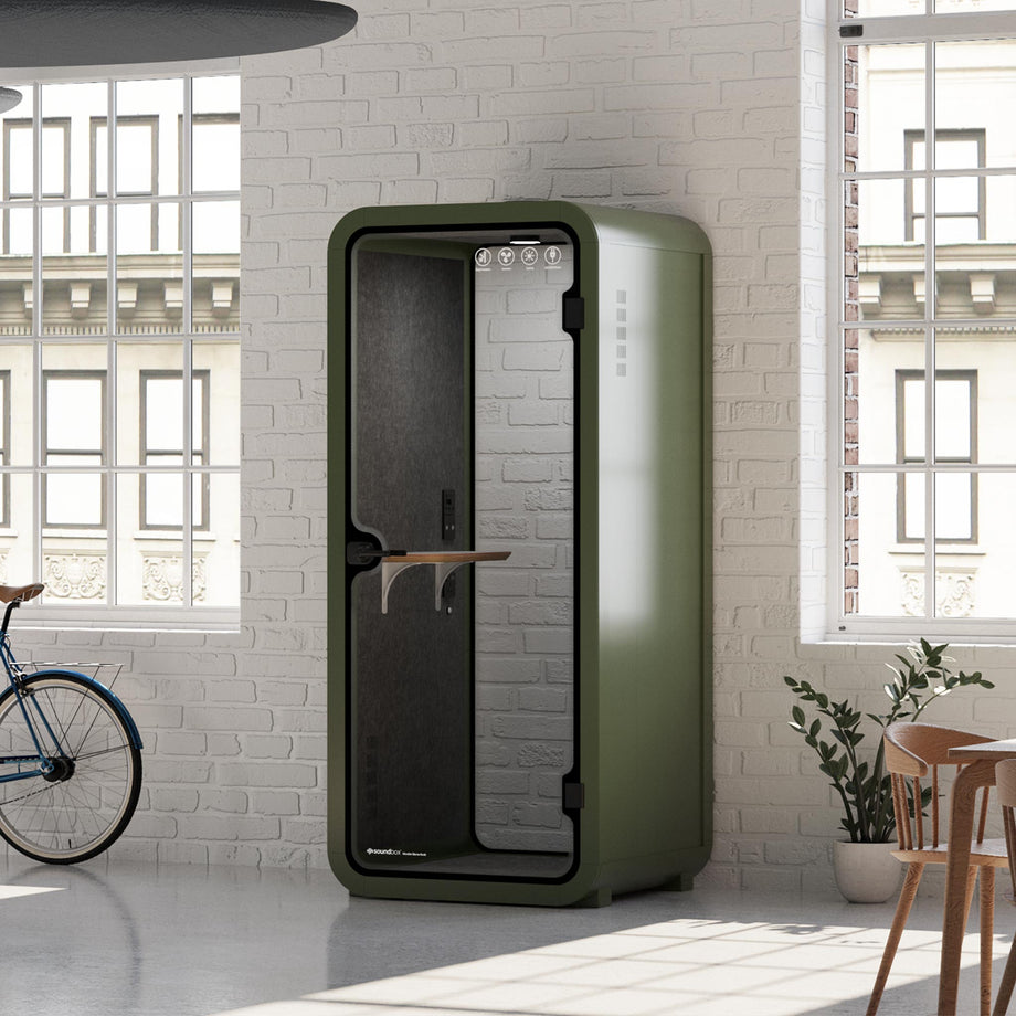 Oficina Pod Quell Acústico Green / No Furniture | Upgraded Device Shelf / Dark Grey