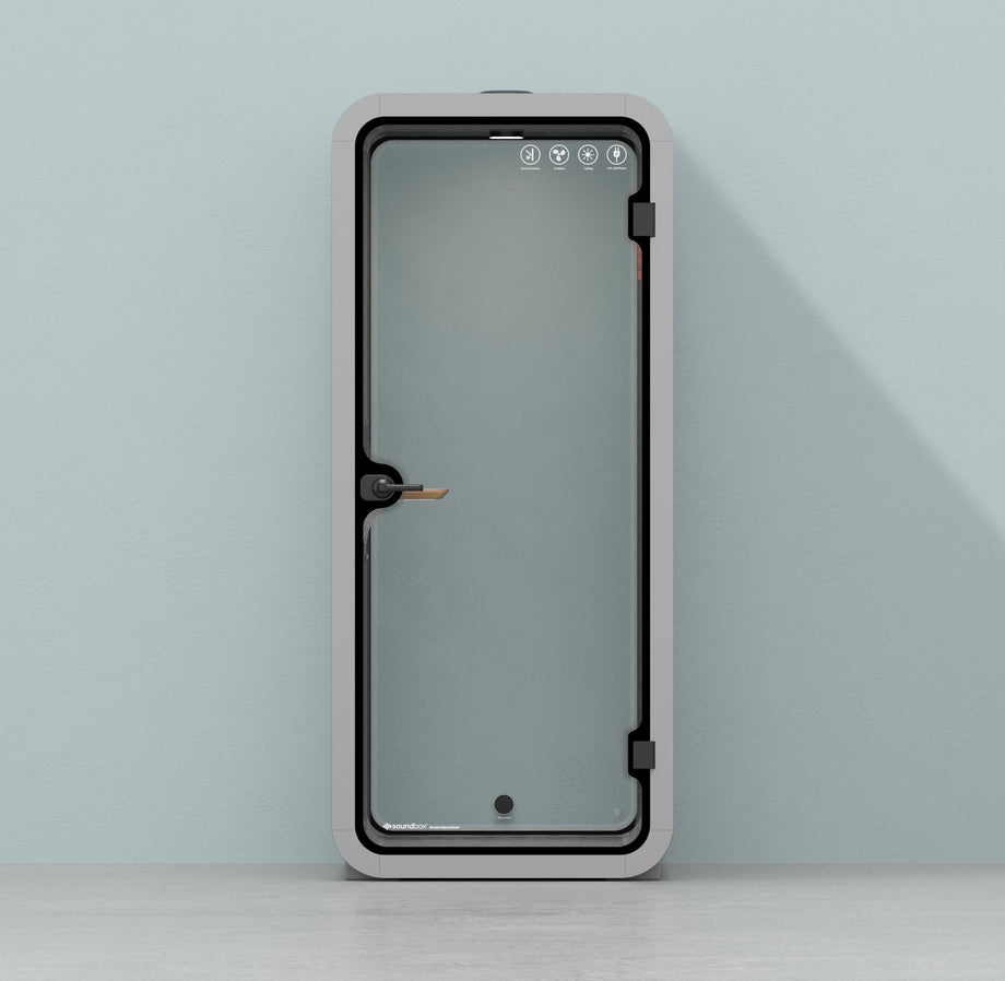 Oficina Pod Quell Acústico Light Grey / No Furniture | Upgraded Device Shelf / Dark Grey