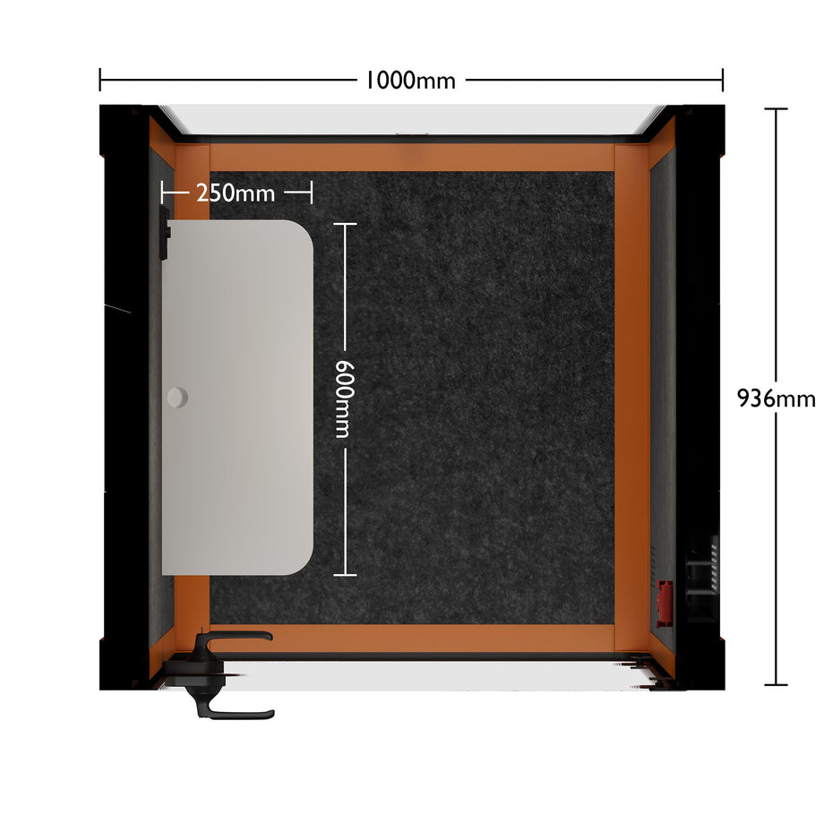 Oficina Pod Quell Acústico Orange / No Furniture | Upgraded Device Shelf / Dark Grey