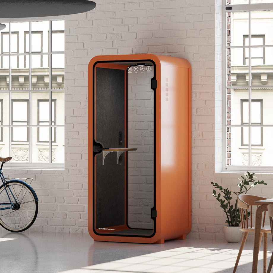 Oficina Pod Quell Acústico Orange / No Furniture | Upgraded Device Shelf / Dark Grey