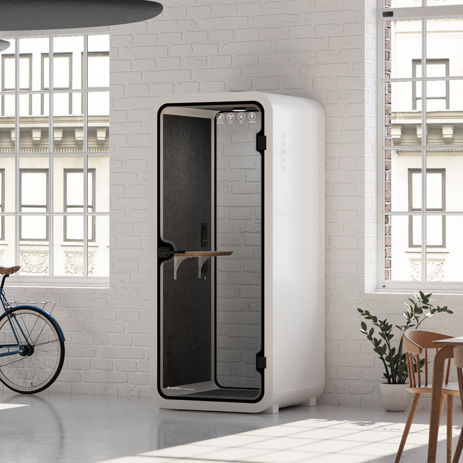 Oficina Pod Quell Acústico White / No Furniture | Upgraded Device Shelf / Dark Grey