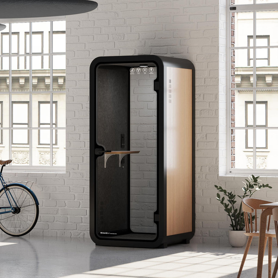 Oficina Pod Quell Acústico Wooden / No Furniture | Upgraded Device Shelf / Dark Grey