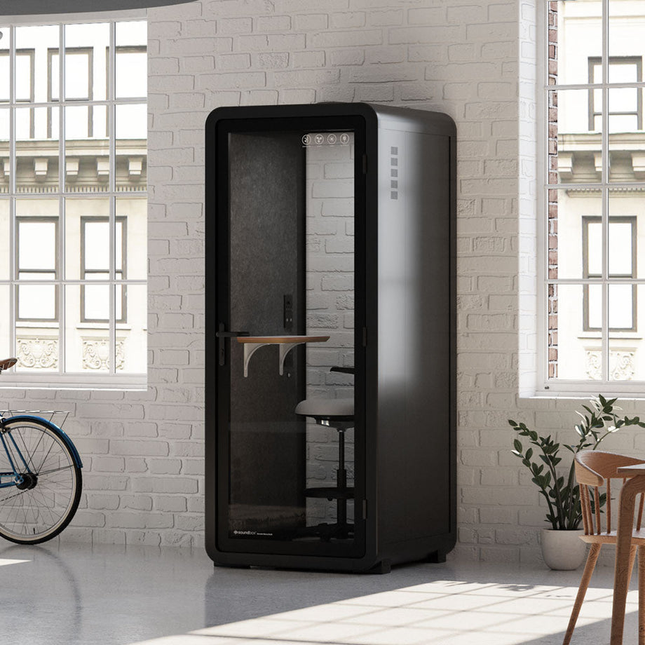 Office Pod Quell+ AcousticCharcoal / With Furniture / Dark Grey