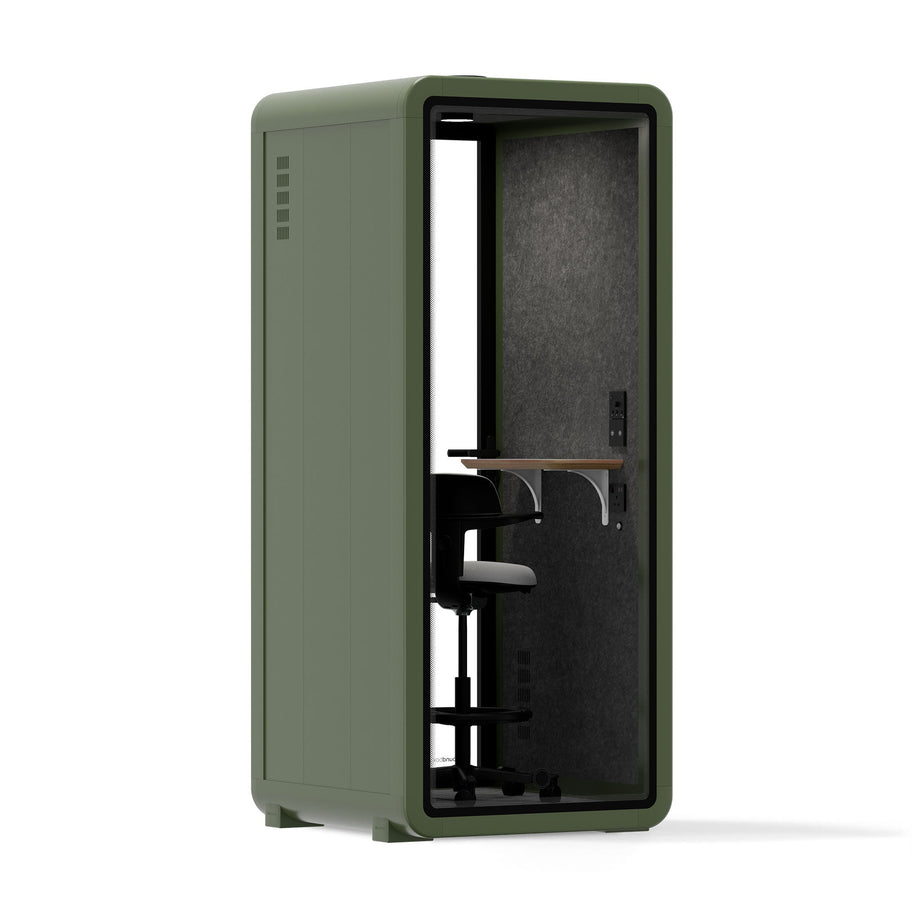 Office Pod Quell+ AcousticGreen / With Furniture / Dark Grey