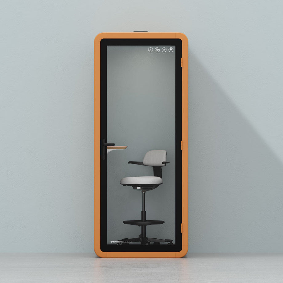 Office Pod Quell+ AcousticOrange / With Furniture / Dark Grey