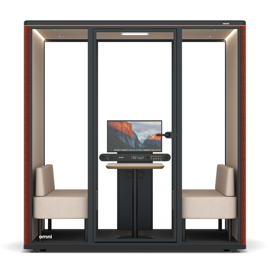 Omni SixSofa (+ Monitor Stand) / Gabriel Medley Deep Rouge / #a18e7e