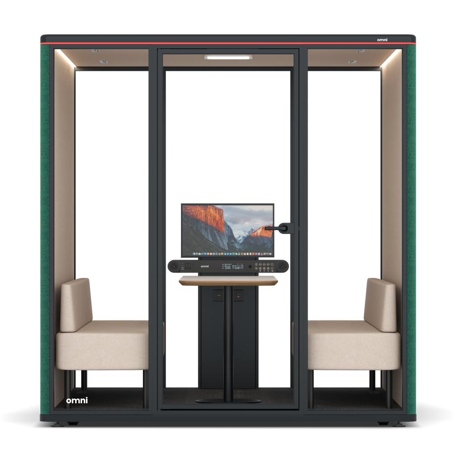 Omni SixSofa (+ Monitor Stand) / Gabriel Medley Forest Green / #a18e7e