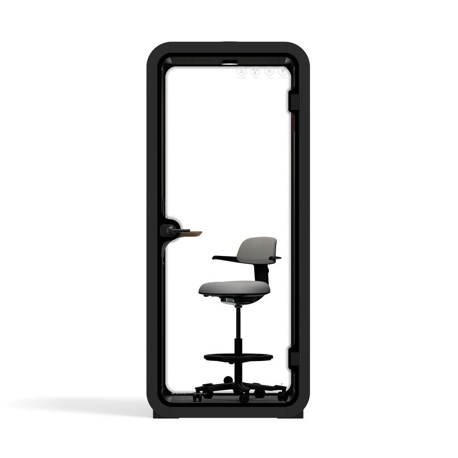 Oficina Pod Quell Acústico Charcoal / With Furniture | Upgraded Device Shelf / Dark Grey
