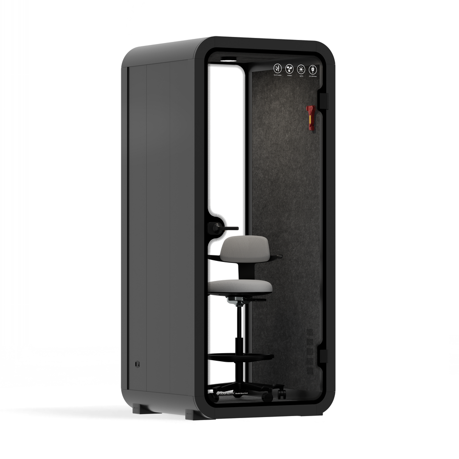 Oficina Pod Quell Acústico Charcoal / With Furniture | Upgraded Device Shelf / Dark Grey