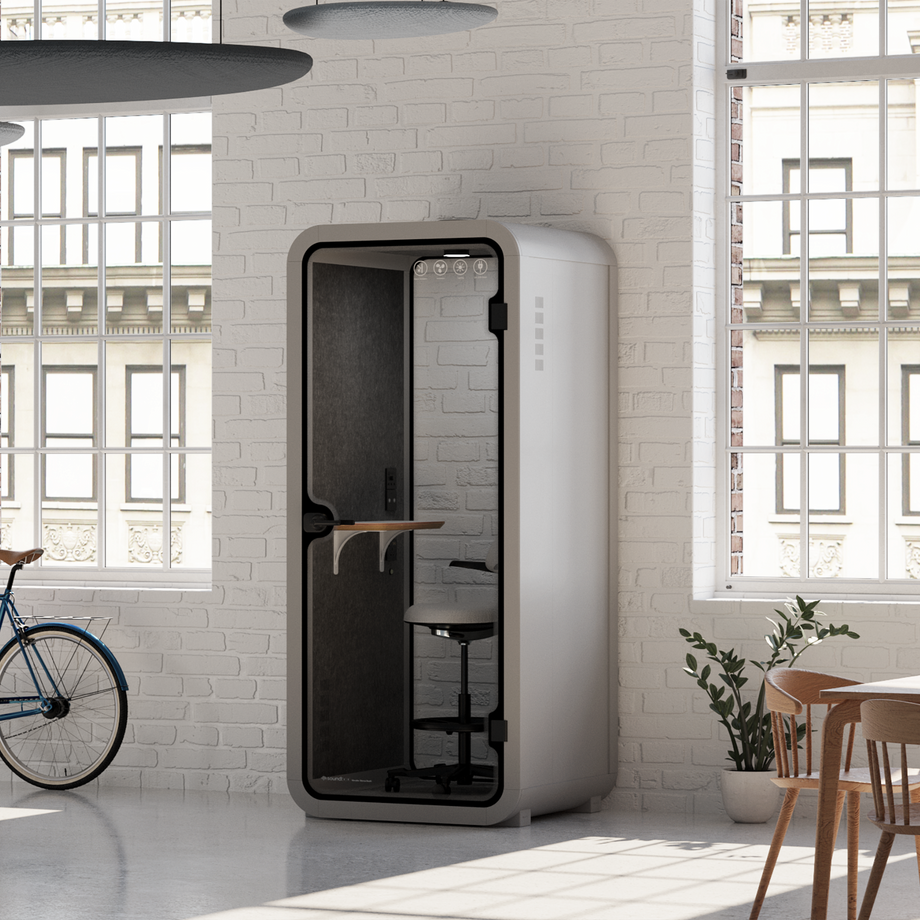 Oficina Pod Quell Acústico Light Grey / With Furniture | Upgraded Device Shelf / Dark Grey