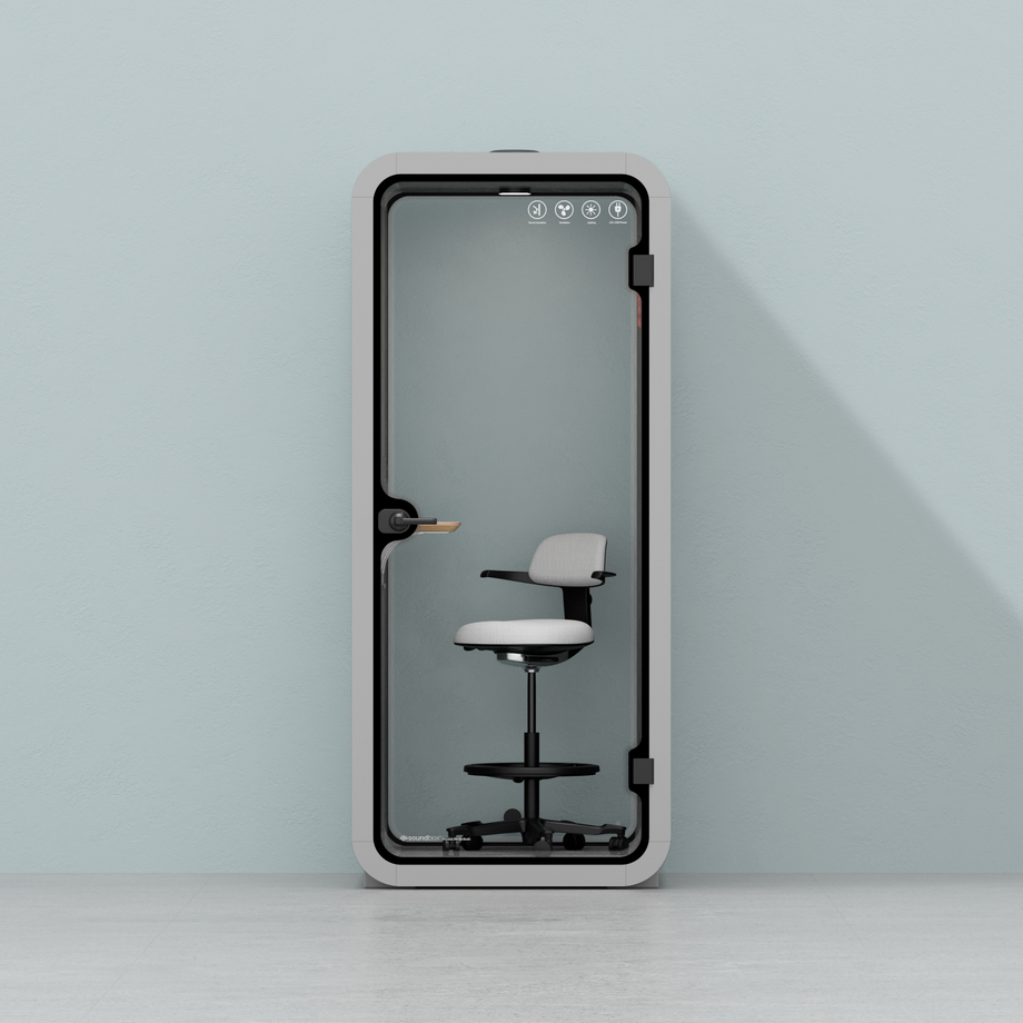 Oficina Pod Quell Acústico Light Grey / With Furniture | Upgraded Device Shelf / Dark Grey