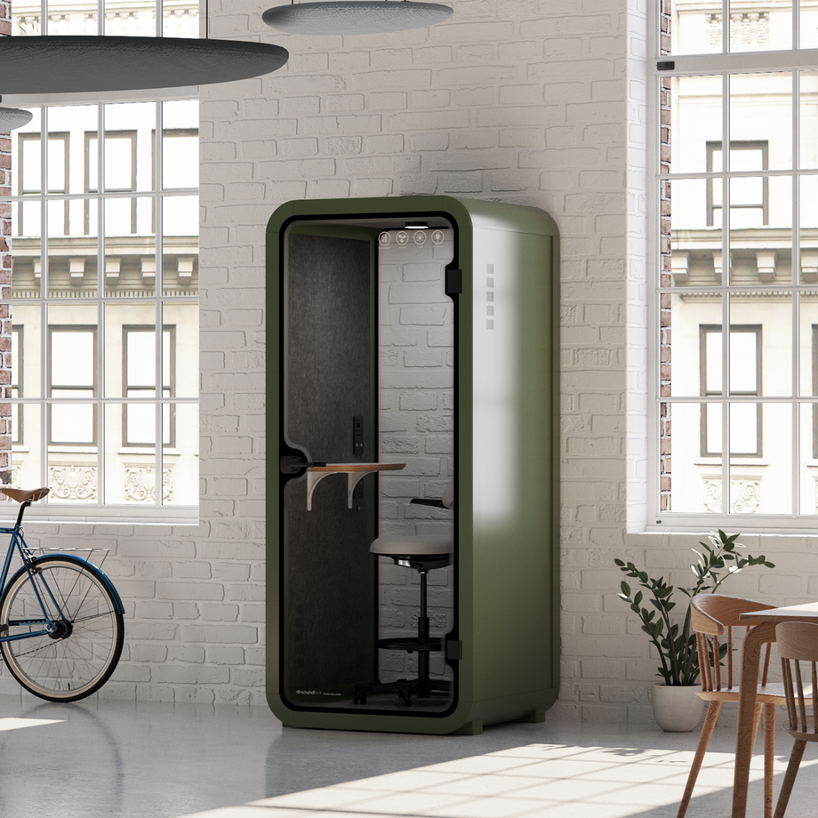 Oficina Pod Quell Acústico Green / With Furniture | Upgraded Device Shelf / Dark Grey