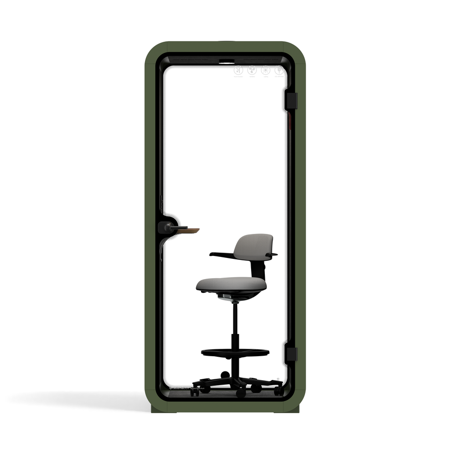 Oficina Pod Quell Acústico Green / With Furniture | Upgraded Device Shelf / Dark Grey