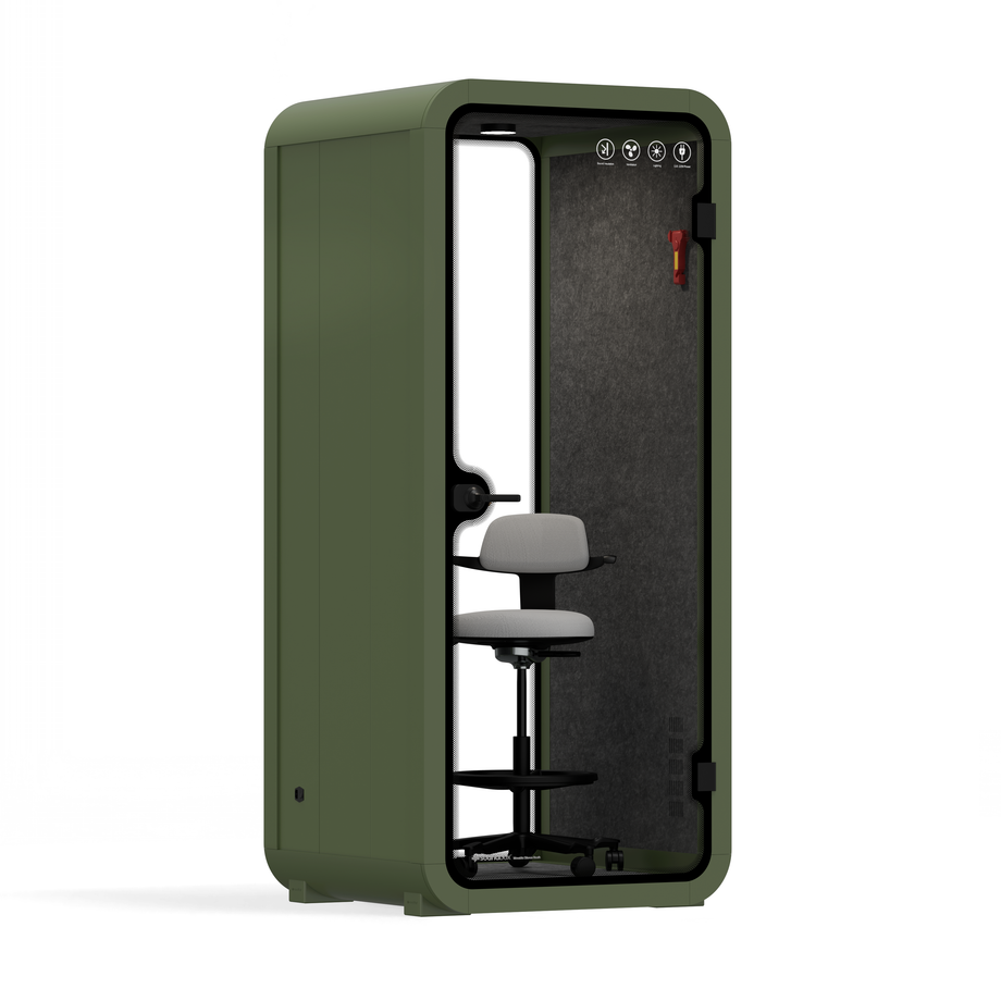 Oficina Pod Quell Acústico Green / With Furniture | Upgraded Device Shelf / Dark Grey