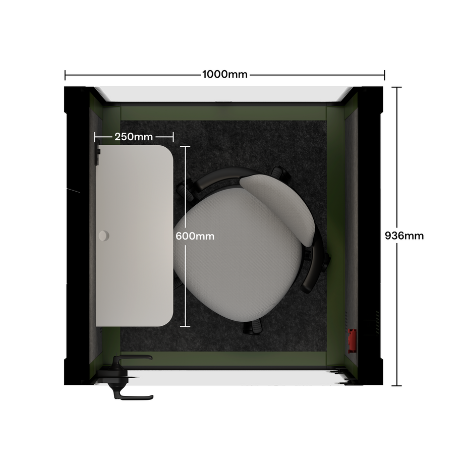 Oficina Pod Quell Acústico Green / With Furniture | Upgraded Device Shelf / Dark Grey