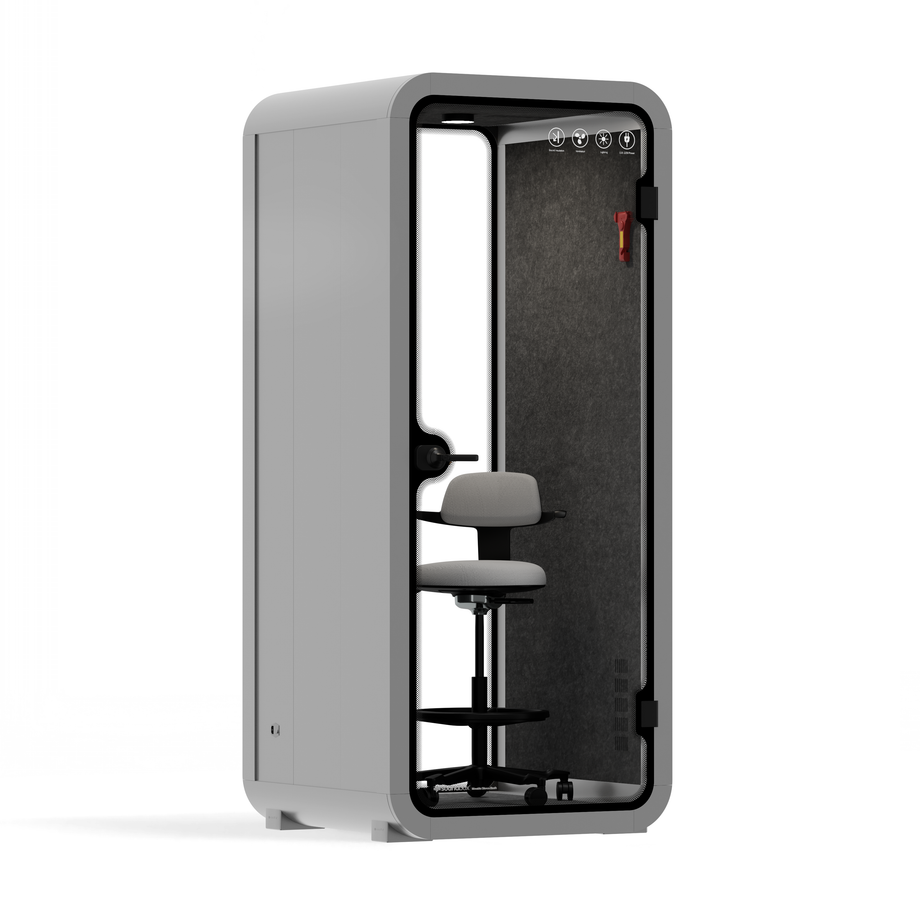Oficina Pod Quell Acústico Light Grey / With Furniture | Upgraded Device Shelf / Dark Grey