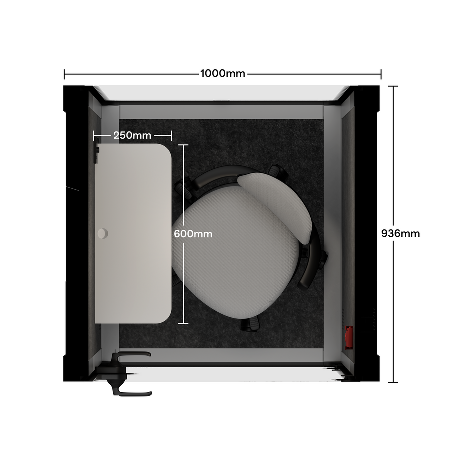 Oficina Pod Quell Acústico Light Grey / With Furniture | Upgraded Device Shelf / Dark Grey