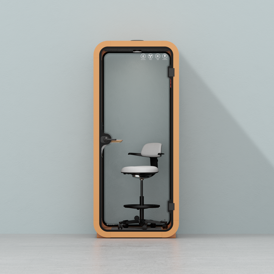 Oficina Pod Quell Acústico Orange / With Furniture | Upgraded Device Shelf / Dark Grey
