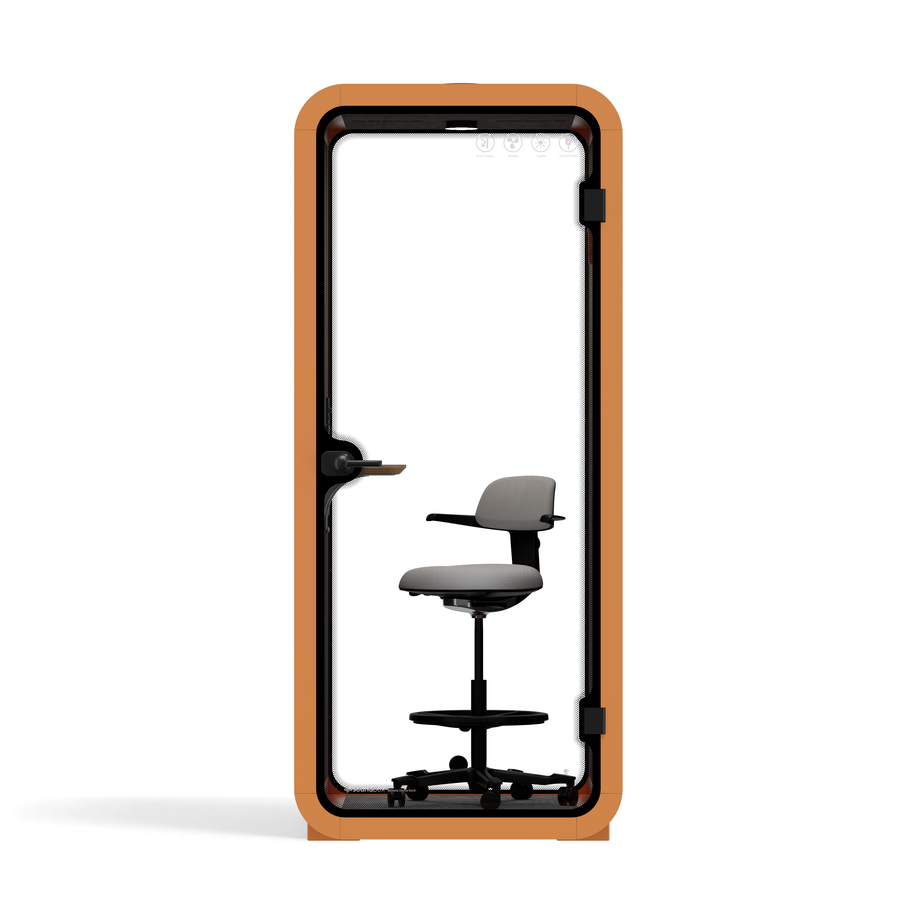Oficina Pod Quell Acústico Orange / With Furniture | Upgraded Device Shelf / Dark Grey