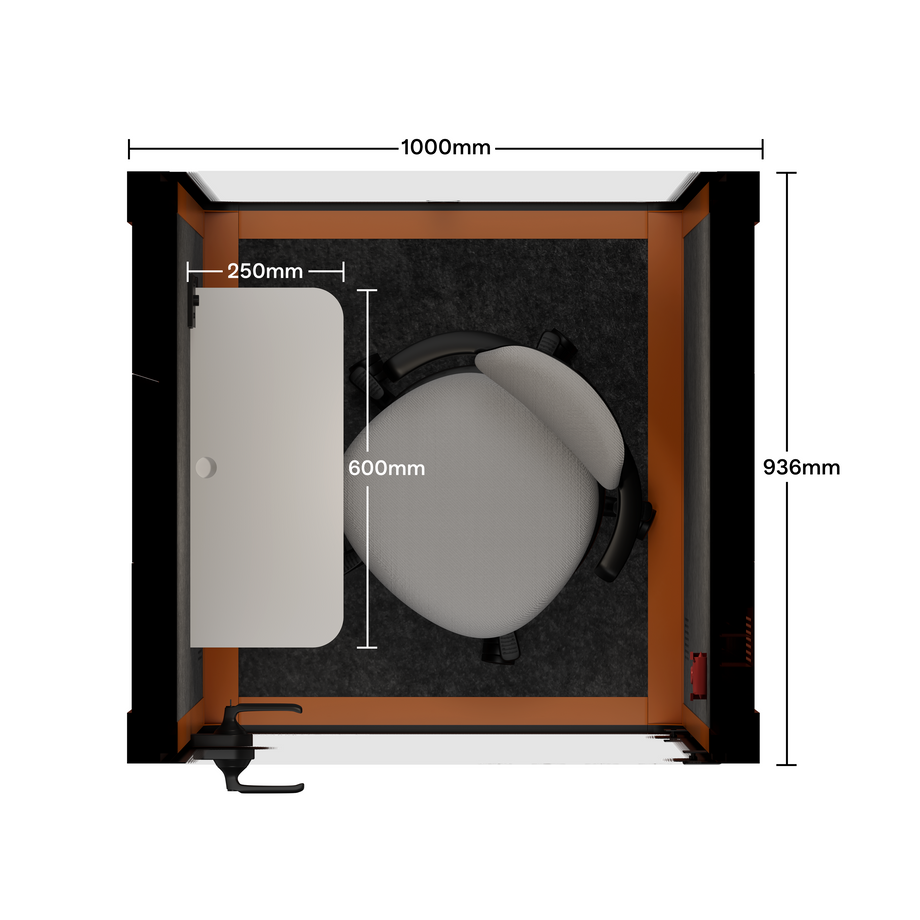 Oficina Pod Quell Acústico Orange / With Furniture | Upgraded Device Shelf / Dark Grey