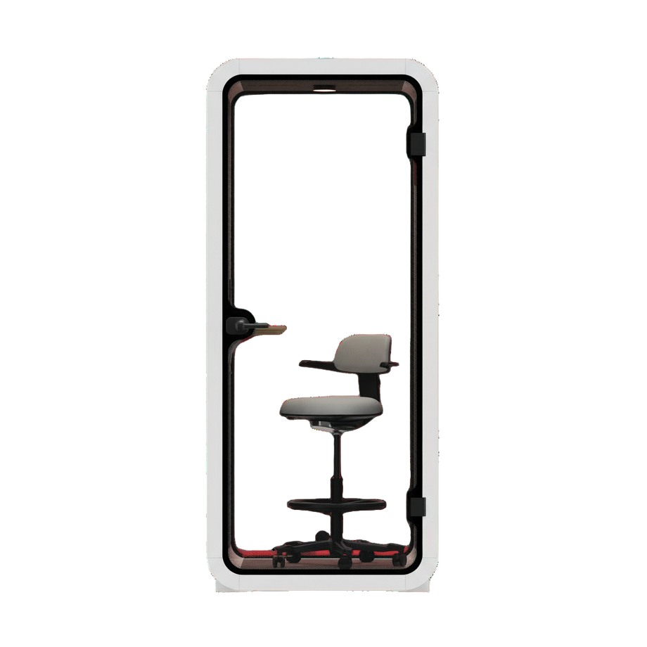 Oficina Pod Quell Acústico White / With Furniture | Upgraded Device Shelf / Dark Grey