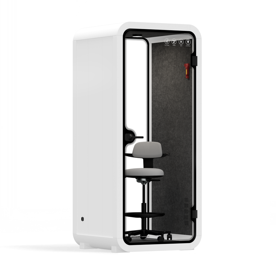 Oficina Pod Quell Acústico White / With Furniture | Upgraded Device Shelf / Dark Grey