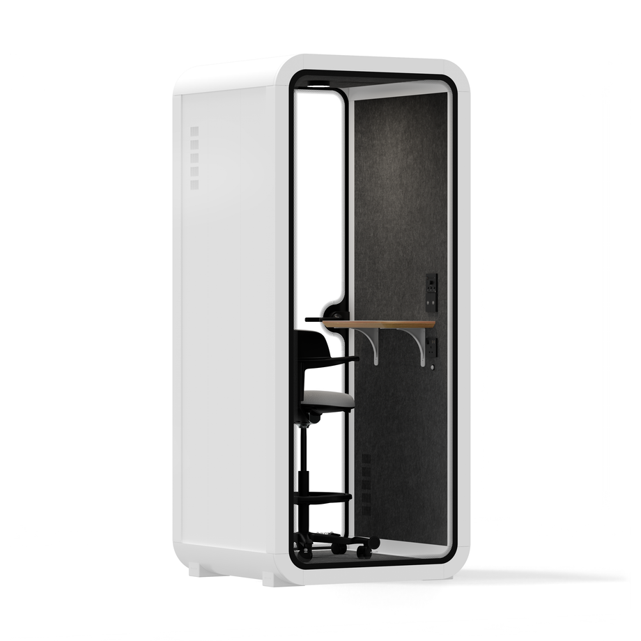 Oficina Pod Quell Acústico White / With Furniture | Upgraded Device Shelf / Dark Grey