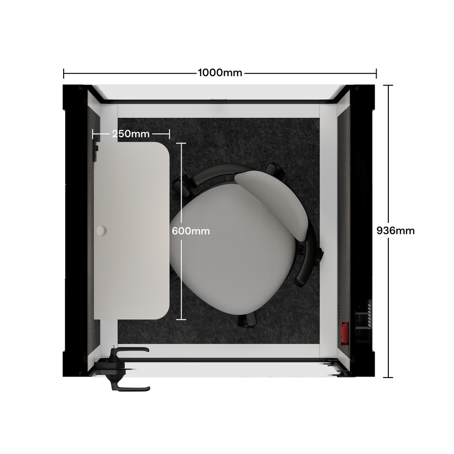 Oficina Pod Quell Acústico White / With Furniture | Upgraded Device Shelf / Dark Grey