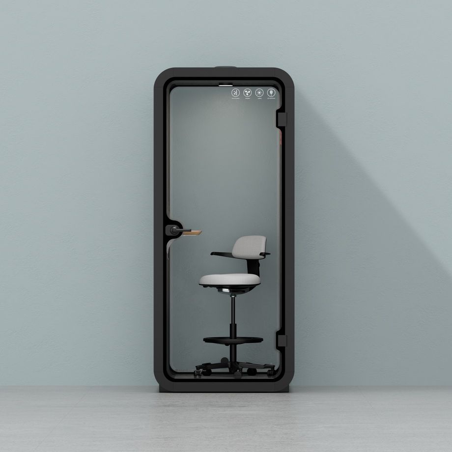Oficina Pod Quell Acústico Wooden / With Furniture | Upgraded Device Shelf / Dark Grey