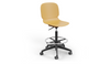 Aarhus Swivel Counter Stool by Quell Design in ginger positioned around a modern kitchen island with wooden countertops and pendant lighting. Featuring a smooth moulded polypropylene seat, adjustable gas-lift height, 360-degree swivel, integrated footrest ring, and sturdy five-star base, this Scandinavian-inspired stool blends ergonomic comfort with minimalist contemporary style for residential and commercial interiors.
