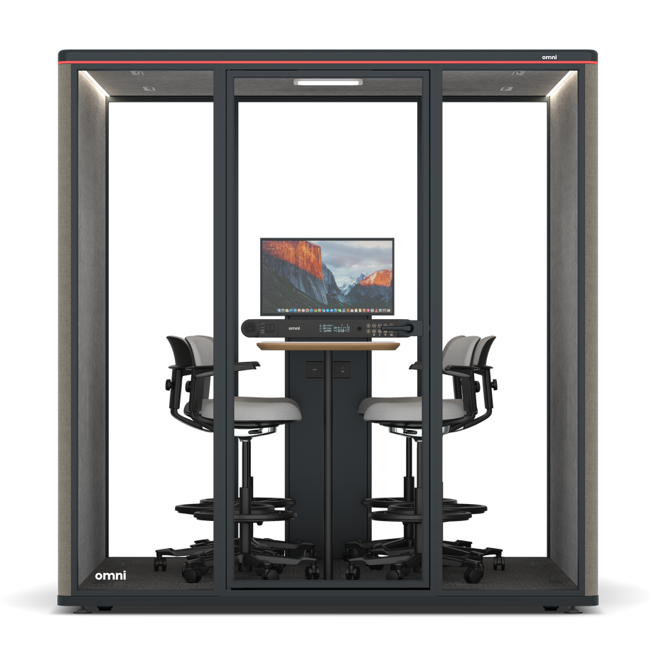 Omni SixCounter Meeting Table (+ Monitor Stand) / Gabriel Medley Ocean Pebble / #a49f98