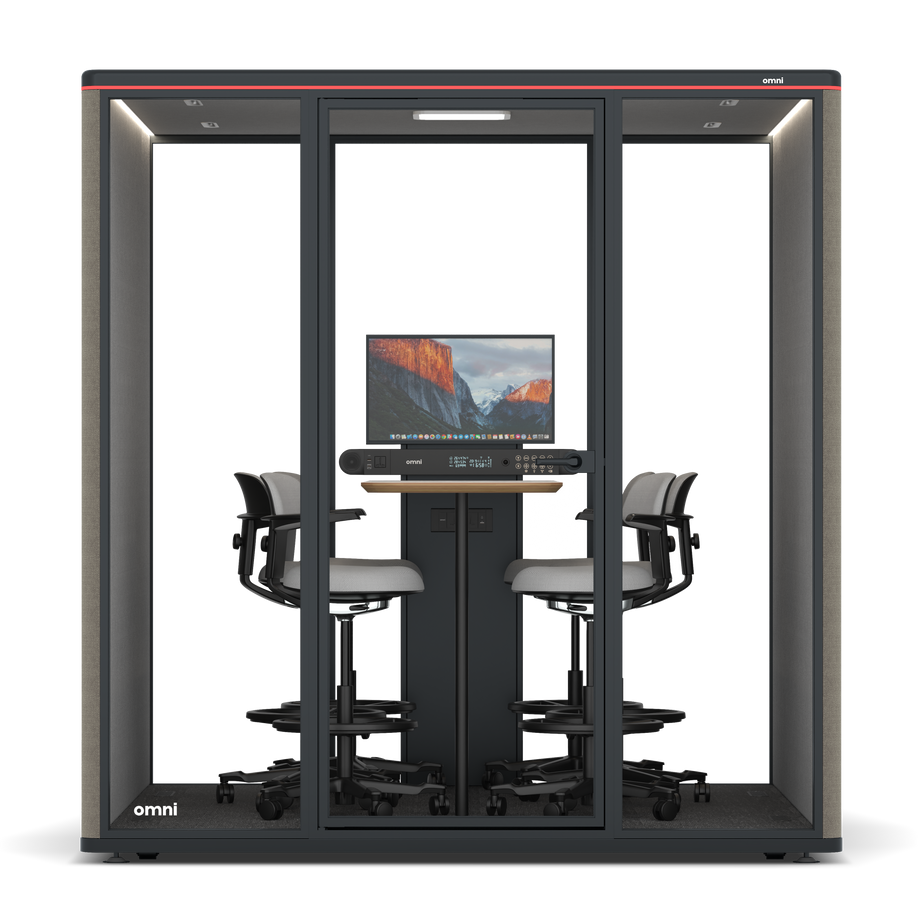 Omni SixCounter Meeting Table (+ Monitor Stand) / Gabriel Medley Ocean Pebble / #6d6c69