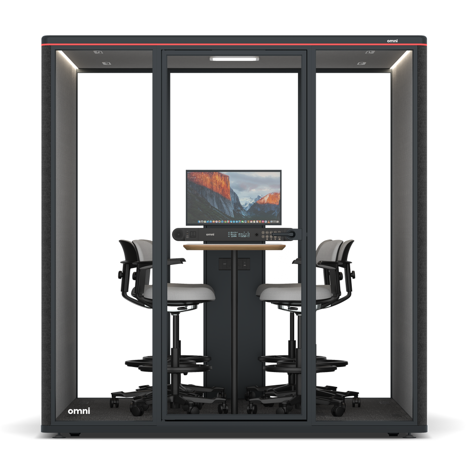 Omni SixCounter Meeting Table (+ Monitor Stand) / Gabriel Medley Black / #6d6c69