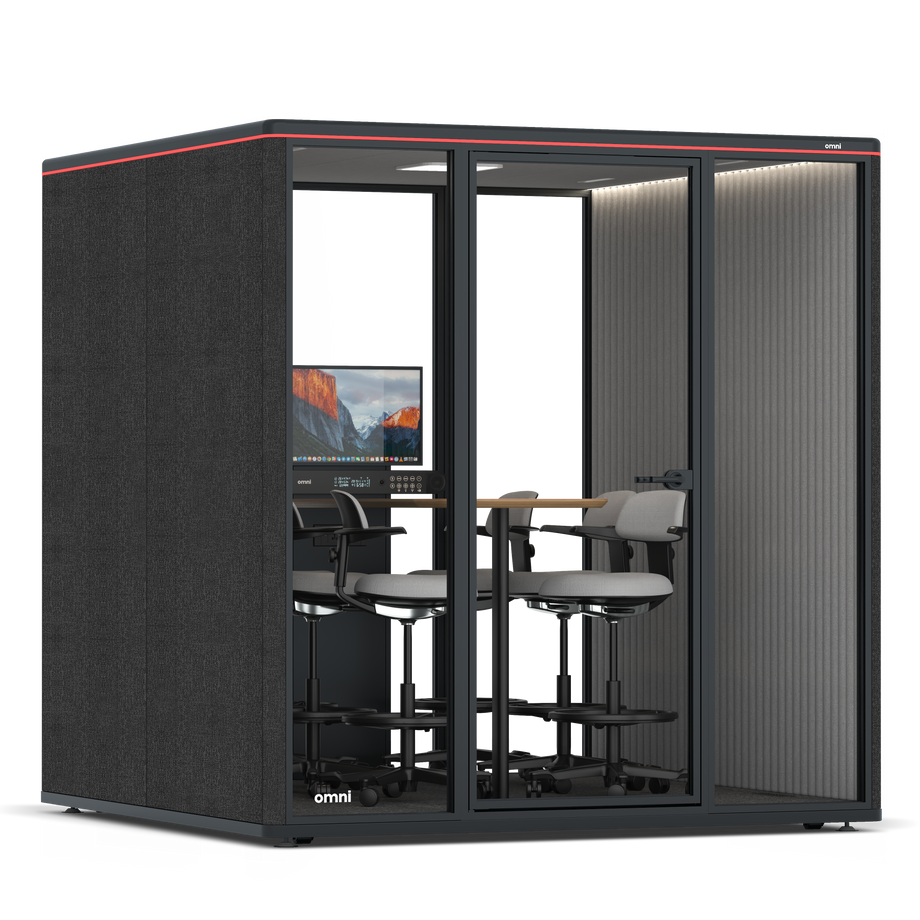Omni SixCounter Meeting Table (+ Monitor Stand) / Gabriel Medley Black / #6d6c69