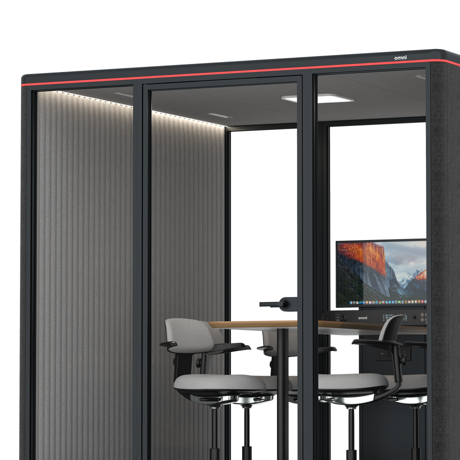 Omni SixCounter Meeting Table (+ Monitor Stand) / Gabriel Medley Black / #6d6c69