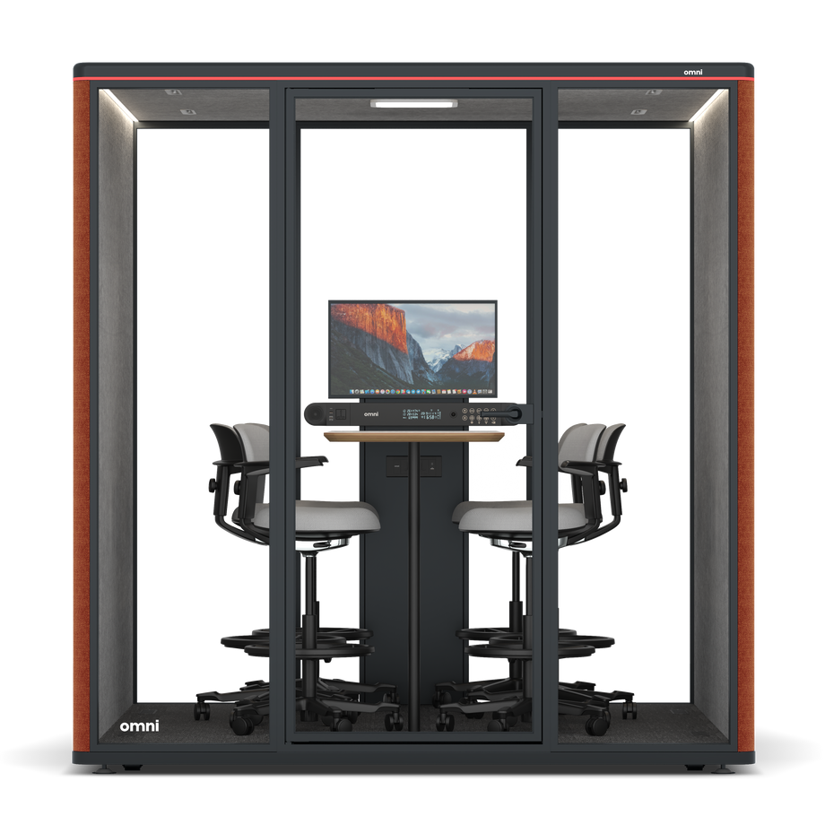 Omni SixCounter Meeting Table (+ Monitor Stand) / Bloody Orange / #a49f98