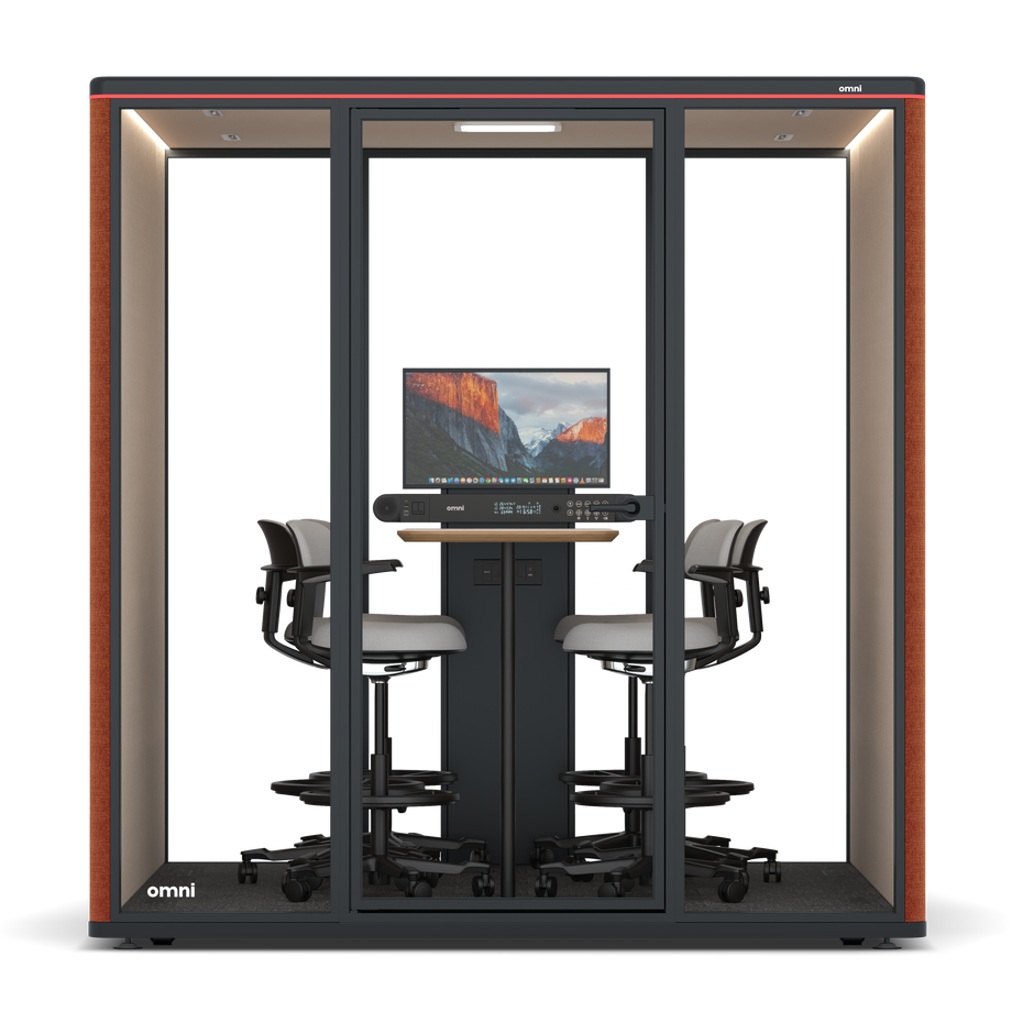 Omni SixCounter Meeting Table (+ Monitor Stand) / Bloody Orange / #a18e7e