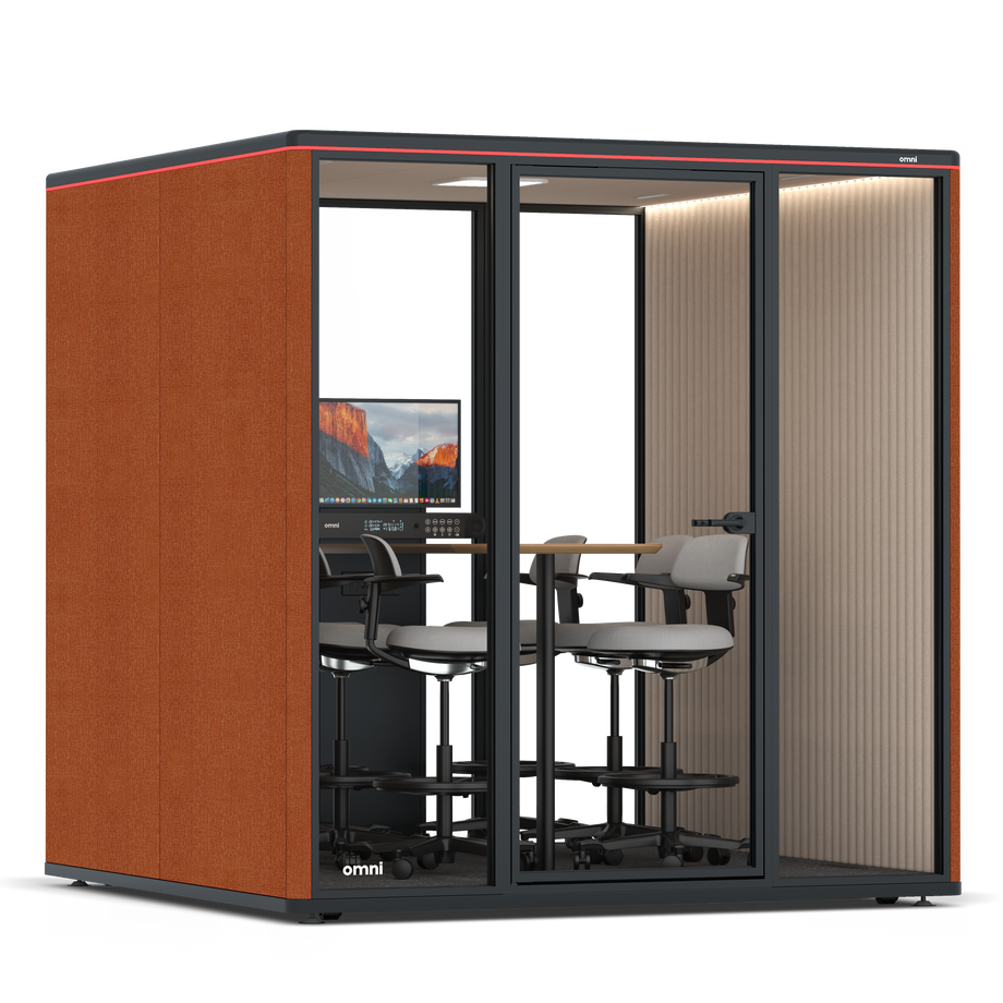 Omni SixCounter Meeting Table (+ Monitor Stand) / Bloody Orange / #a18e7e