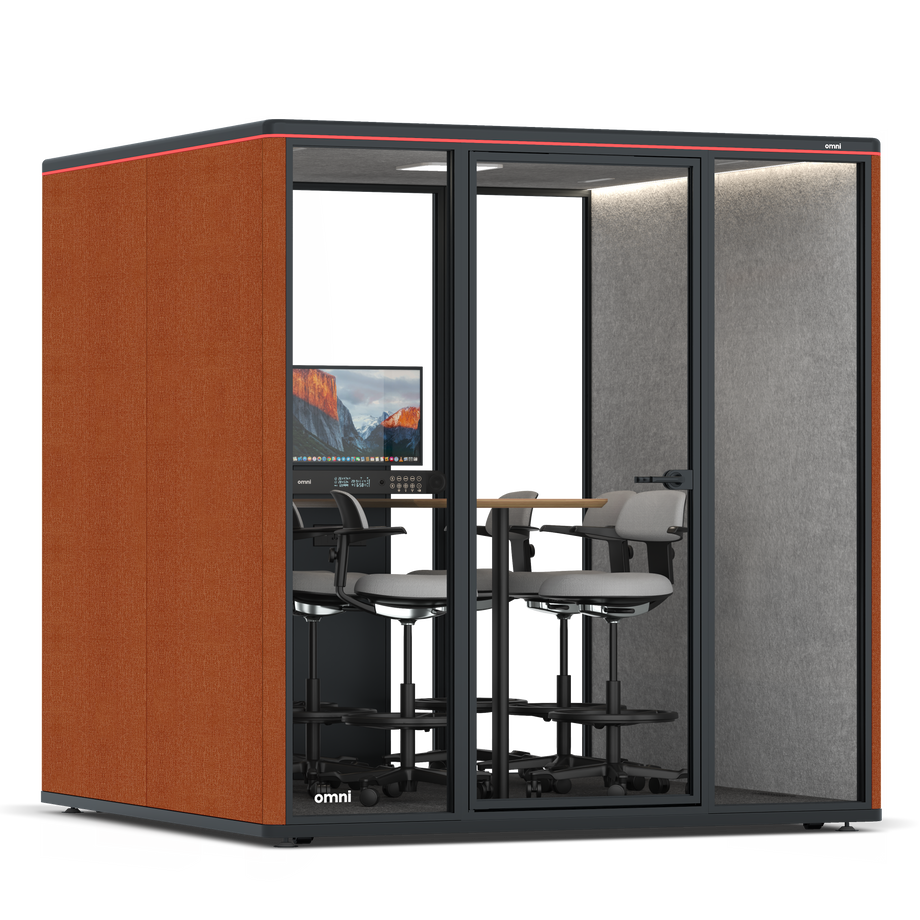 Omni SixCounter Meeting Table (+ Monitor Stand) / Bloody Orange / #a49f98