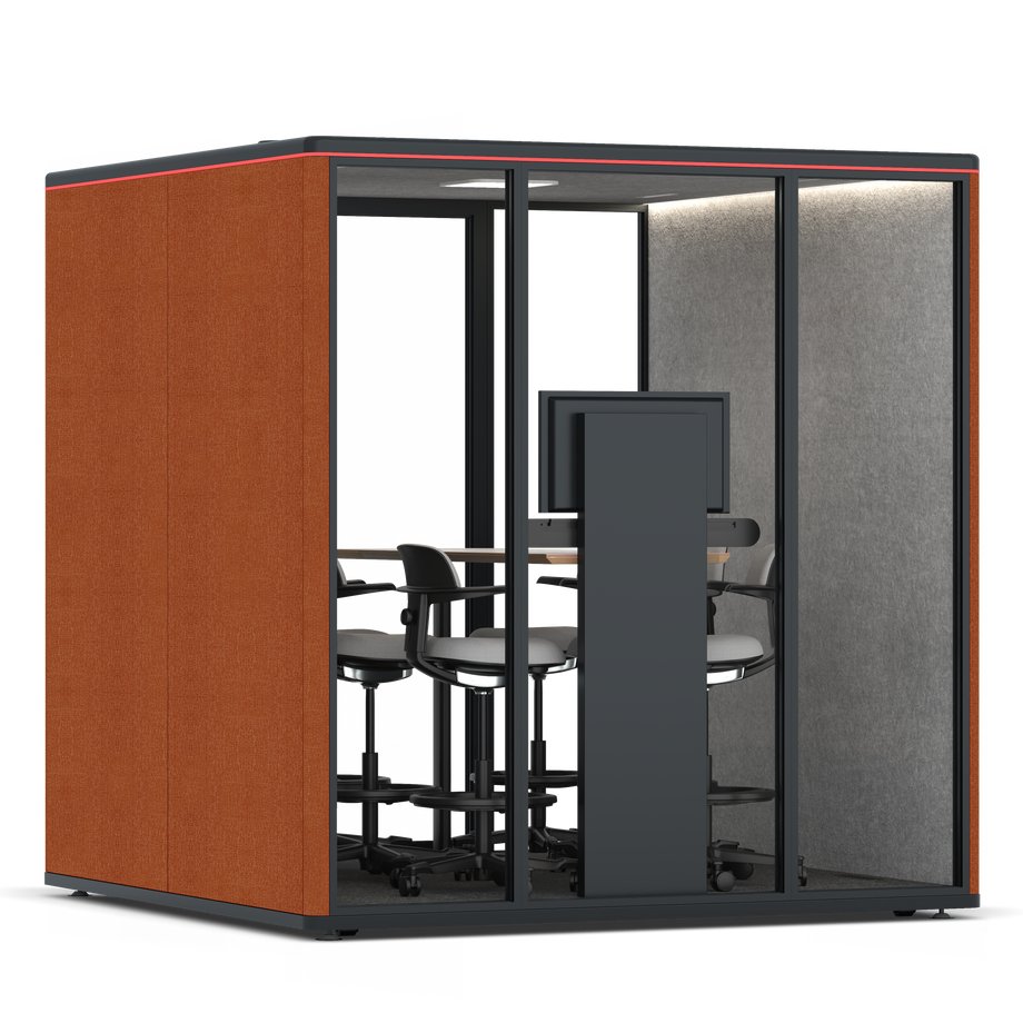 Omni SixCounter Meeting Table (+ Monitor Stand) / Bloody Orange / #a49f98