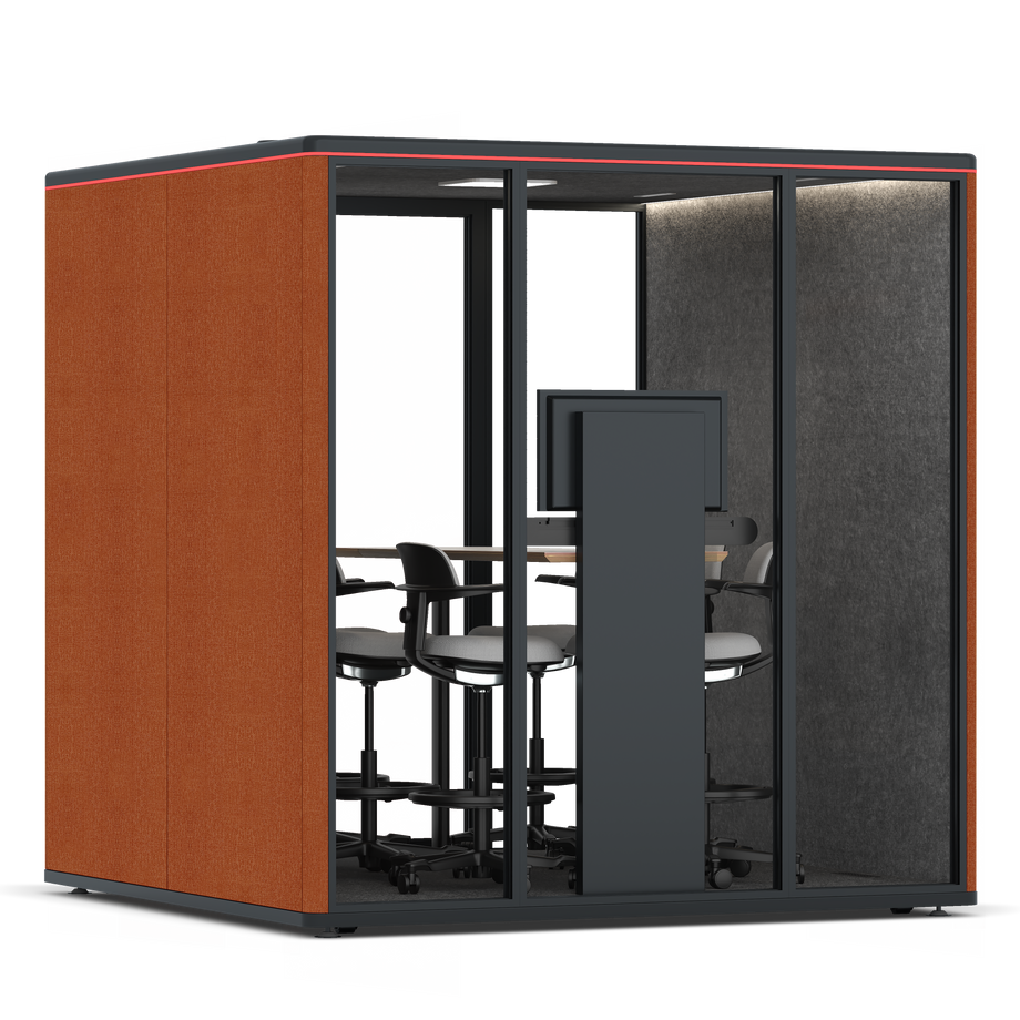 Omni SixCounter Meeting Table (+ Monitor Stand) / Bloody Orange / #615f5d