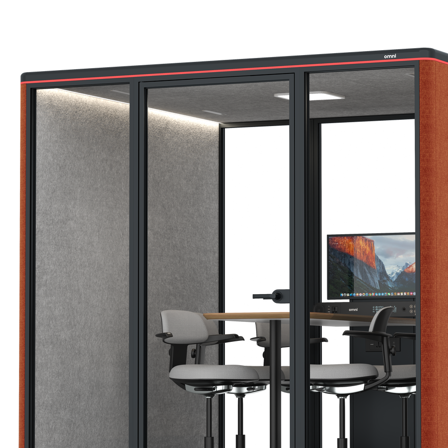 Omni SixCounter Meeting Table (+ Monitor Stand) / Bloody Orange / #a49f98