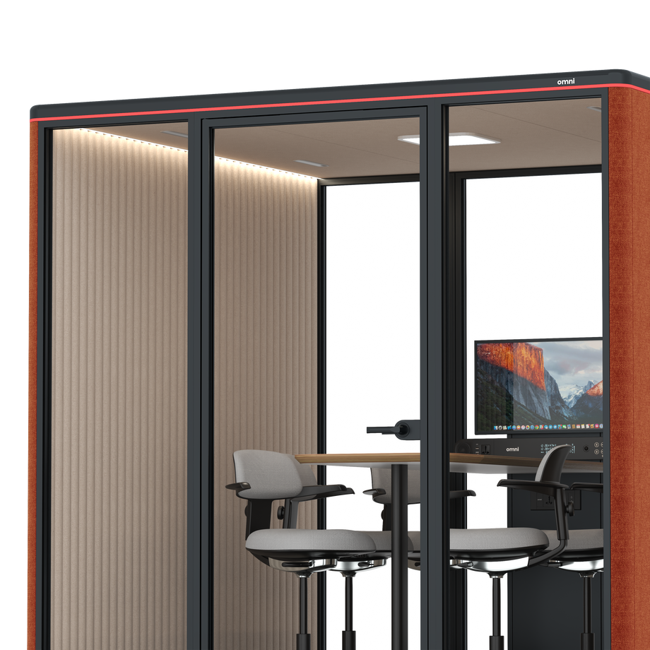 Omni SixCounter Meeting Table (+ Monitor Stand) / Bloody Orange / #a18e7e