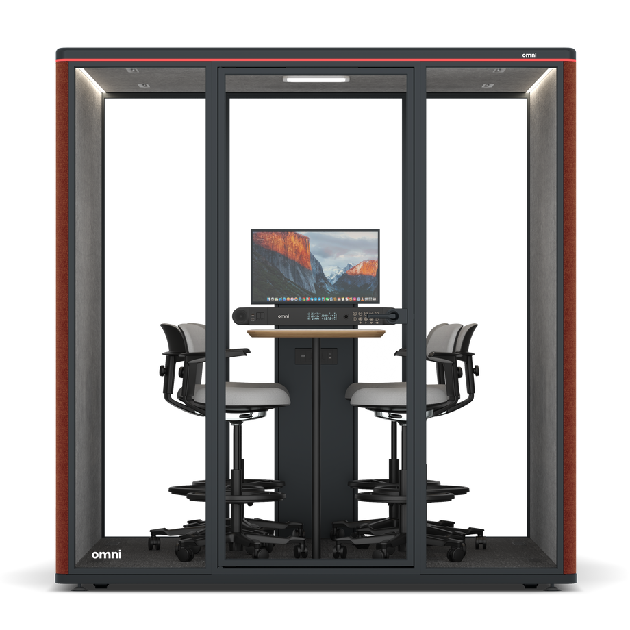Omni SixCounter Meeting Table (+ Monitor Stand) / Gabriel Medley Deep Rouge / #a49f98