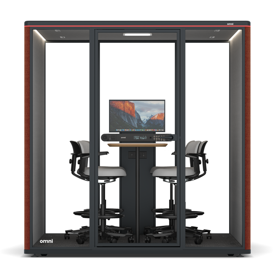 Omni SixCounter Meeting Table (+ Monitor Stand) / Gabriel Medley Deep Rouge / #6d6c69