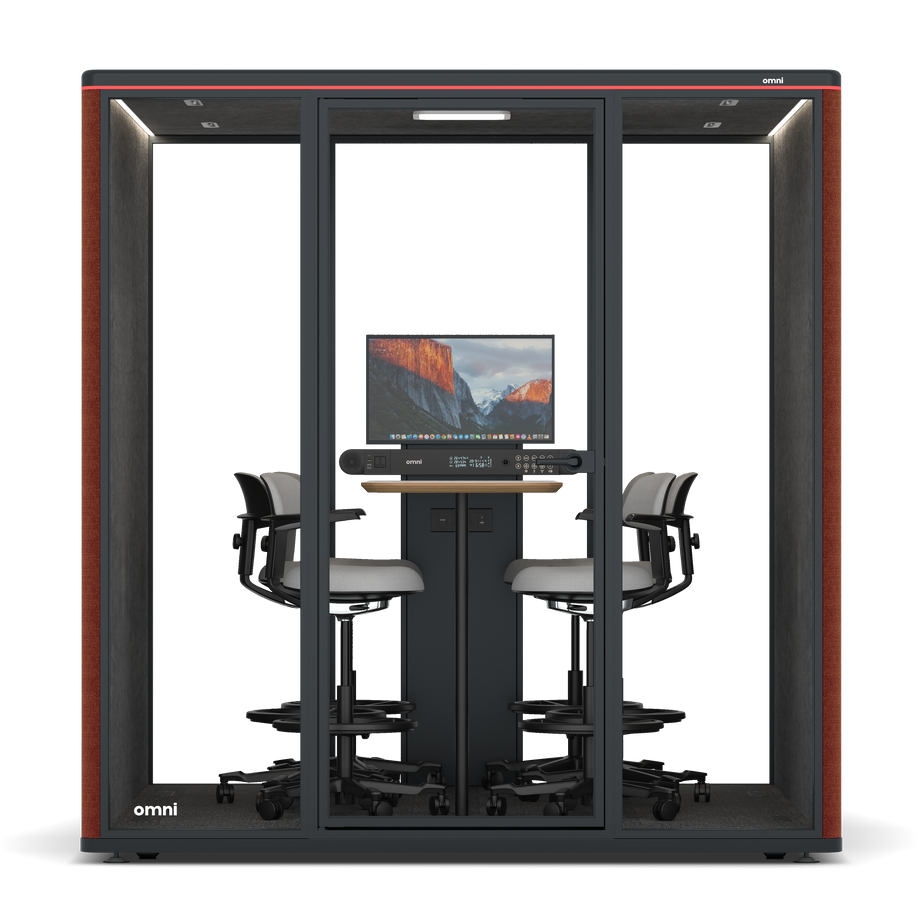Omni SixCounter Meeting Table (+ Monitor Stand) / Gabriel Medley Deep Rouge / #615f5d