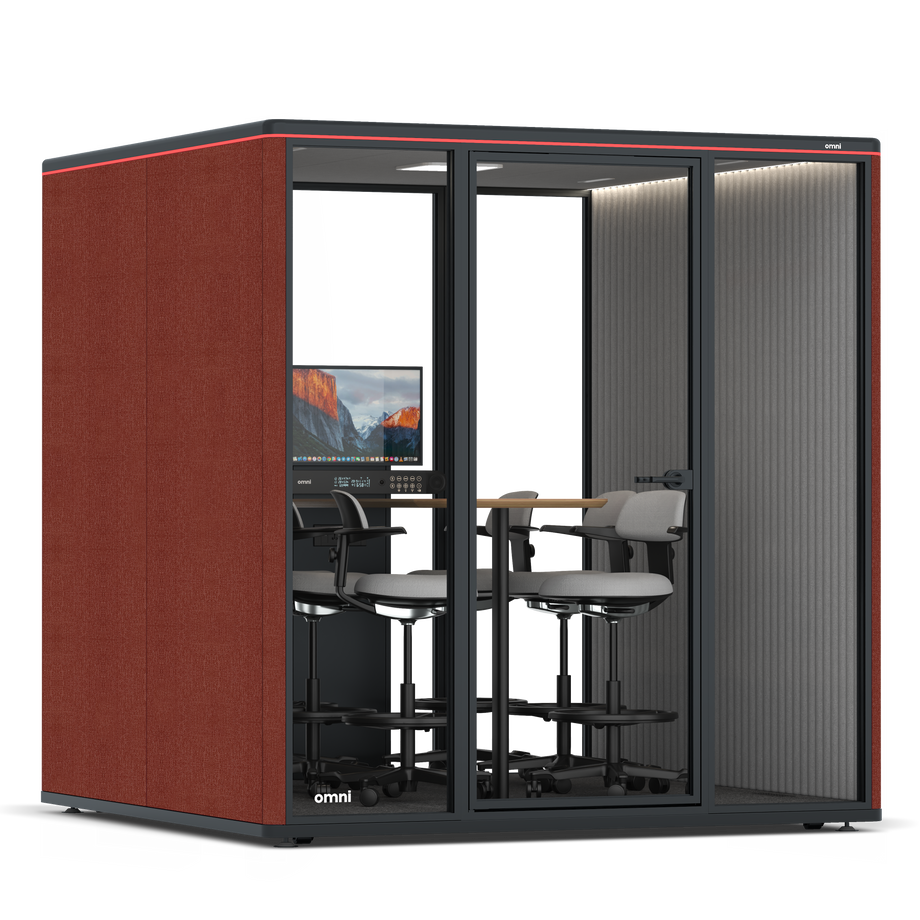 Omni SixCounter Meeting Table (+ Monitor Stand) / Gabriel Medley Deep Rouge / #6d6c69