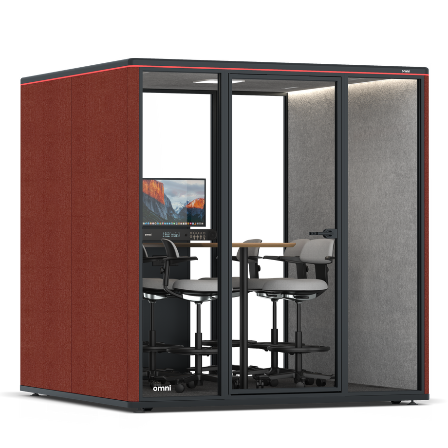Omni SixCounter Meeting Table (+ Monitor Stand) / Gabriel Medley Deep Rouge / #a49f98