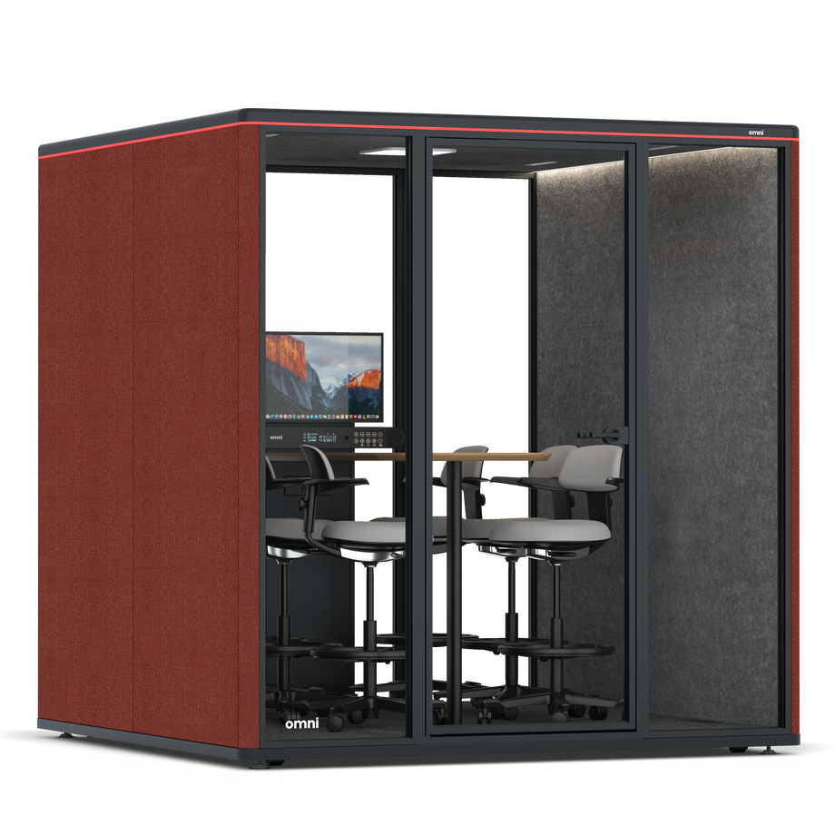 Omni SixCounter Meeting Table (+ Monitor Stand) / Gabriel Medley Deep Rouge / #615f5d